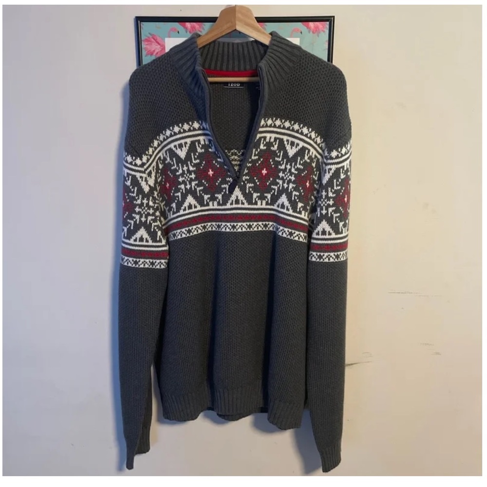 Izod quarter zip christmas sweater.